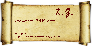 Kremmer Zámor névjegykártya